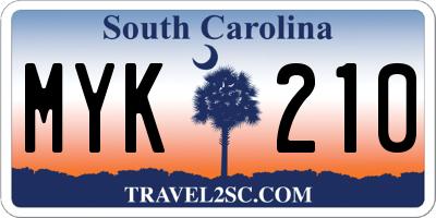 SC license plate MYK210