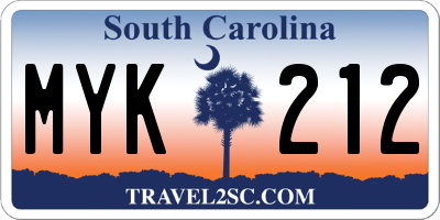 SC license plate MYK212