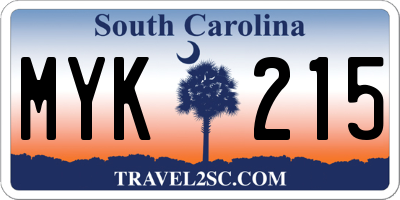 SC license plate MYK215