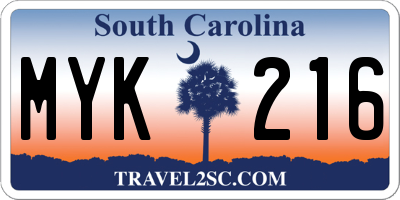 SC license plate MYK216