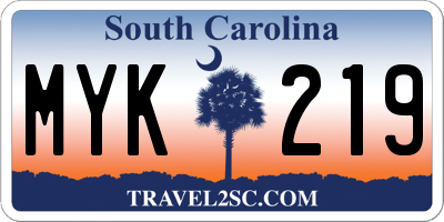 SC license plate MYK219