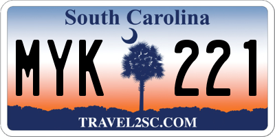 SC license plate MYK221