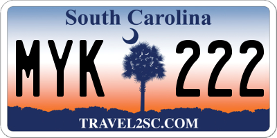 SC license plate MYK222
