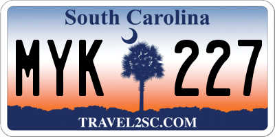 SC license plate MYK227