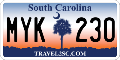 SC license plate MYK230