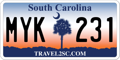 SC license plate MYK231