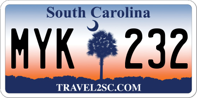 SC license plate MYK232