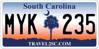 SC license plate MYK235