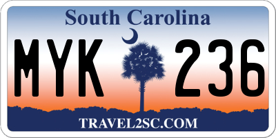 SC license plate MYK236
