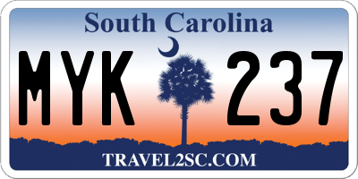 SC license plate MYK237