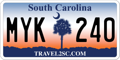 SC license plate MYK240
