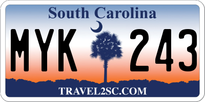 SC license plate MYK243