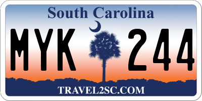 SC license plate MYK244