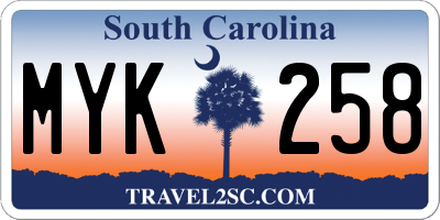 SC license plate MYK258