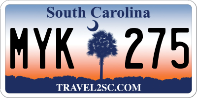 SC license plate MYK275