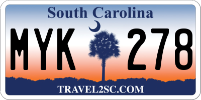 SC license plate MYK278