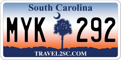 SC license plate MYK292