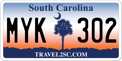 SC license plate MYK302