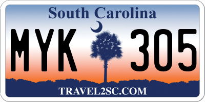 SC license plate MYK305