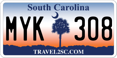 SC license plate MYK308