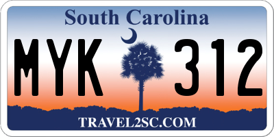 SC license plate MYK312
