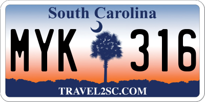 SC license plate MYK316