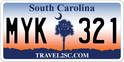 SC license plate MYK321