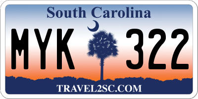 SC license plate MYK322