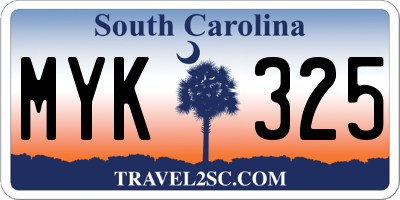 SC license plate MYK325