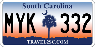 SC license plate MYK332