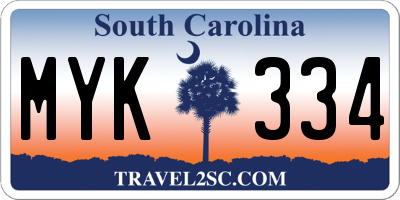 SC license plate MYK334