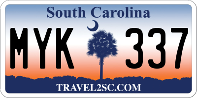 SC license plate MYK337