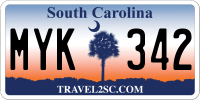 SC license plate MYK342