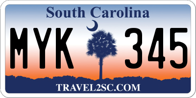 SC license plate MYK345