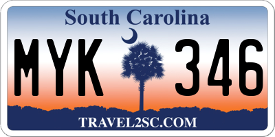 SC license plate MYK346