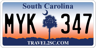 SC license plate MYK347