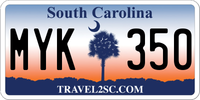 SC license plate MYK350