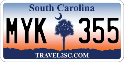 SC license plate MYK355
