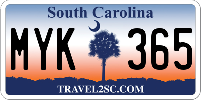 SC license plate MYK365