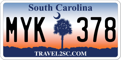 SC license plate MYK378