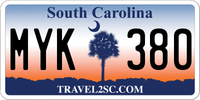 SC license plate MYK380