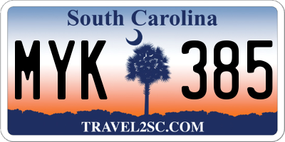 SC license plate MYK385