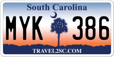 SC license plate MYK386