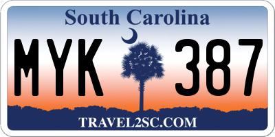 SC license plate MYK387