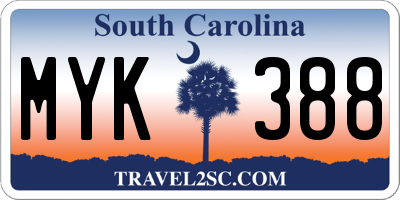 SC license plate MYK388