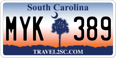 SC license plate MYK389