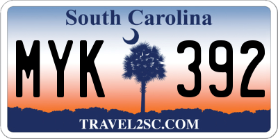SC license plate MYK392