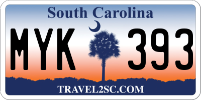 SC license plate MYK393