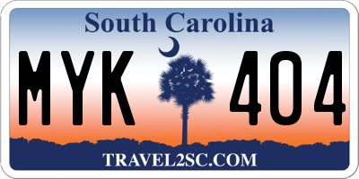 SC license plate MYK404