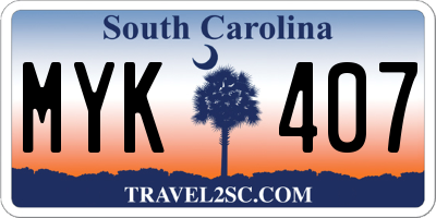 SC license plate MYK407